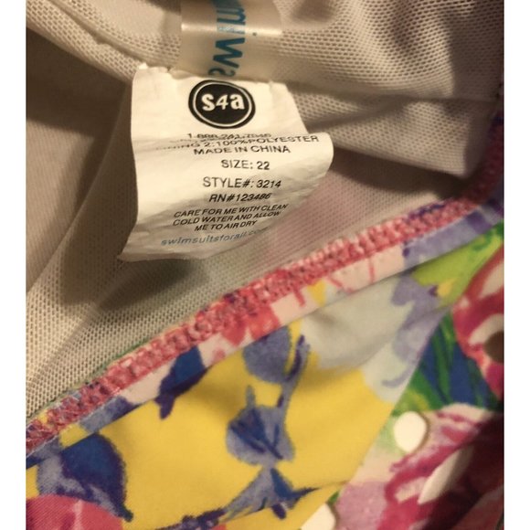 Swimsuits For All Tankini Top Plus Size 22 Floral Built in Bra laser cut - Picture 6 of 6